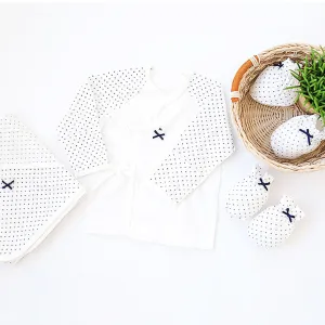 오가닉 엔젤 네이비 배냇저고리 세트 <br /> Organic Angel Navy Newborn Clothes Set