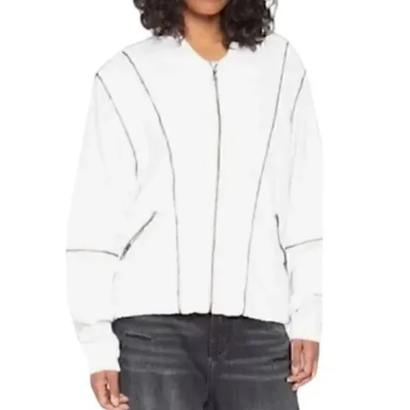 💥 Sandrine Rose Zip Bomber Jacket | White