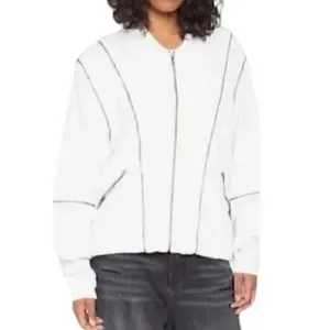 💥 Sandrine Rose Zip Bomber Jacket | White