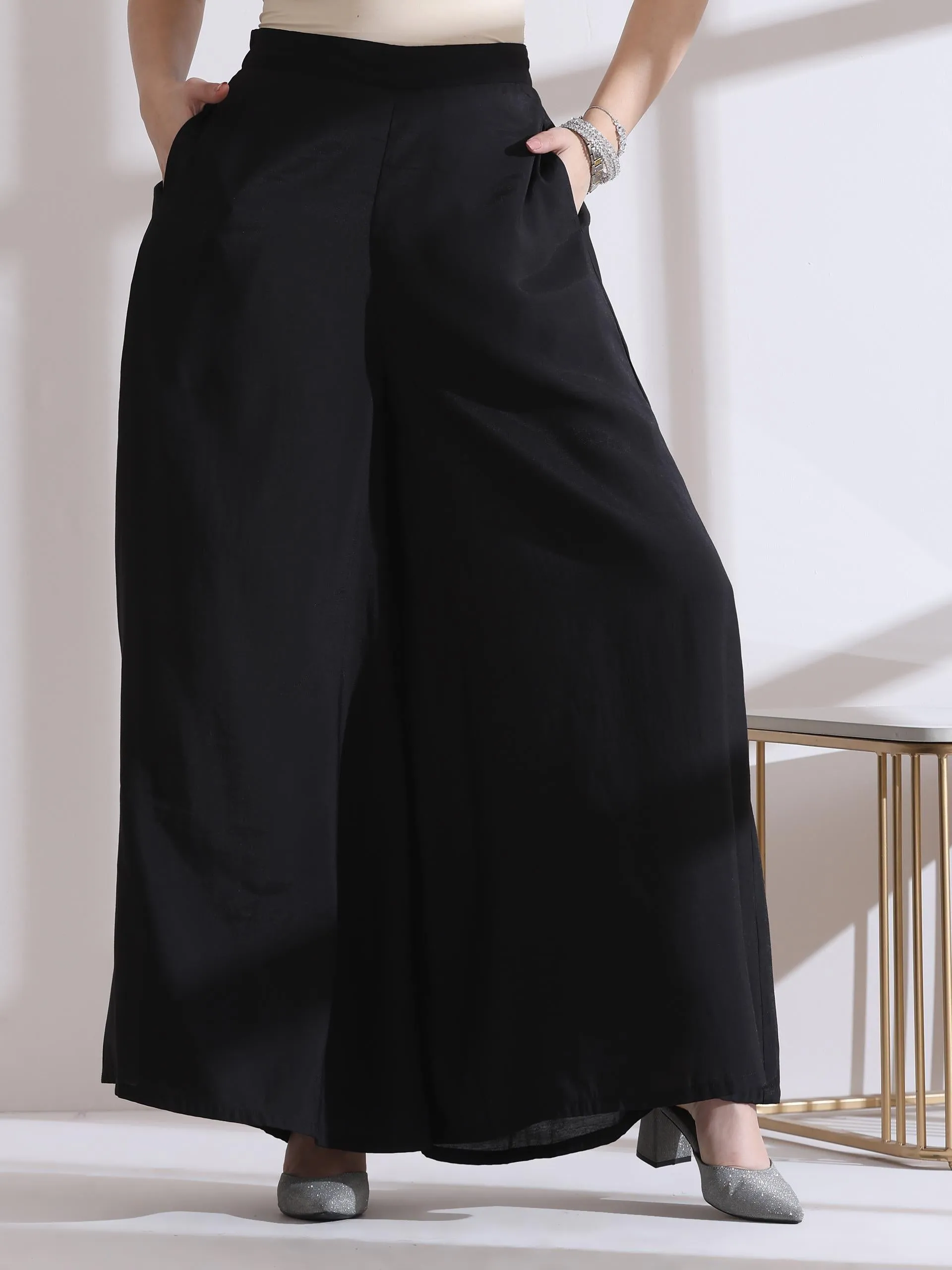 1 Pc Airskin Light Black Plazzo Pant
