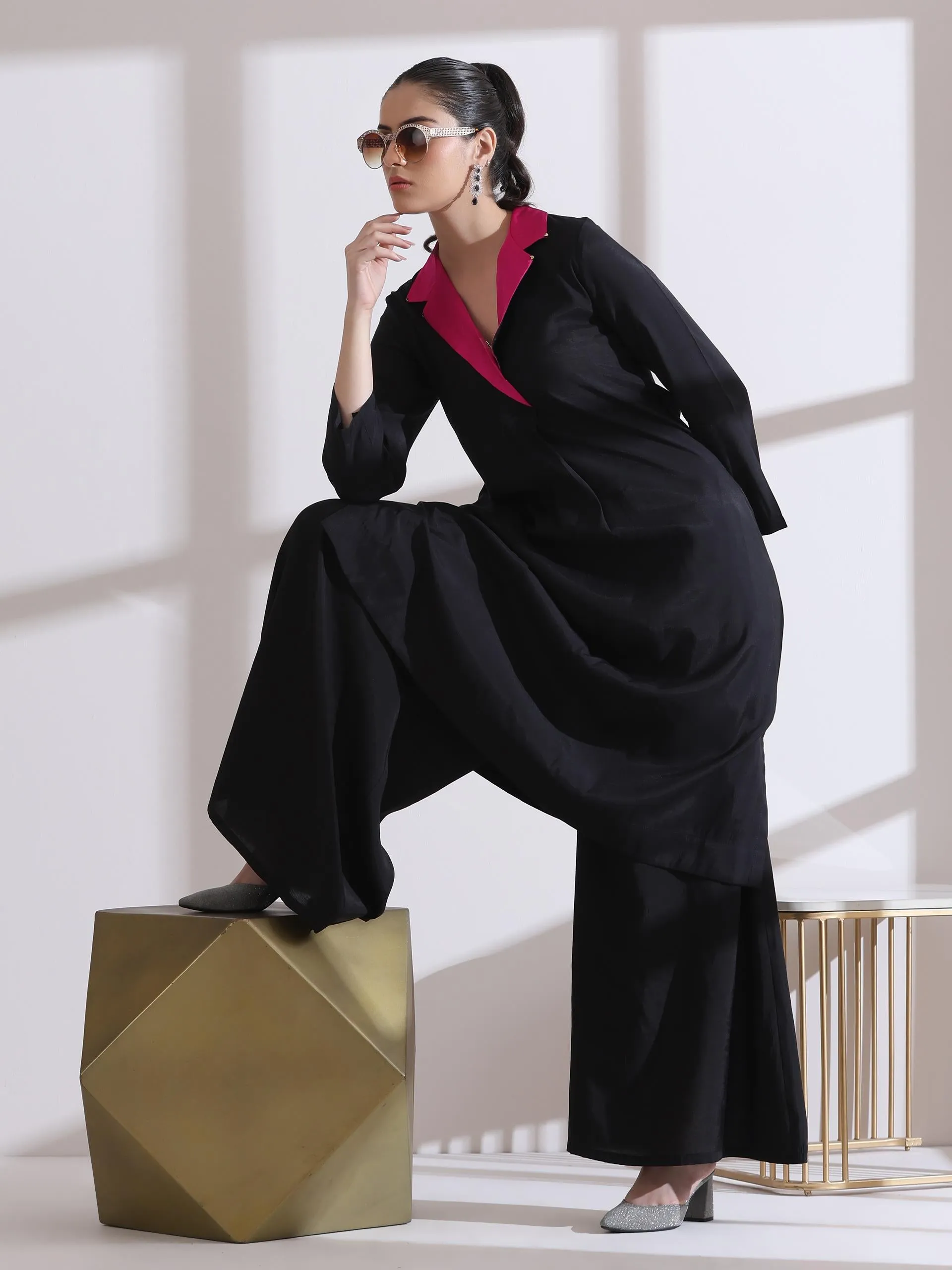 1 Pc Airskin Light Black Plazzo Pant