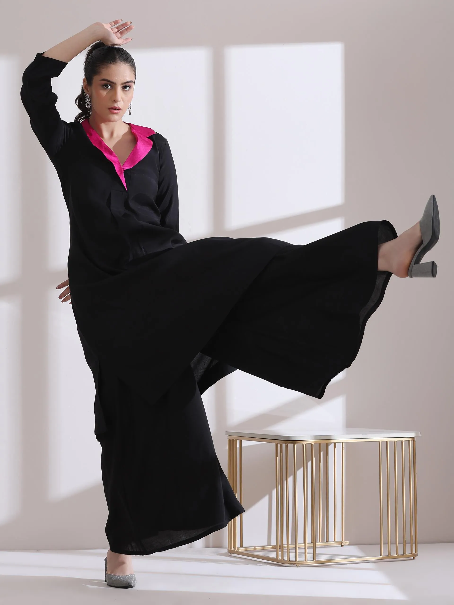 1 Pc Airskin Light Black Plazzo Pant