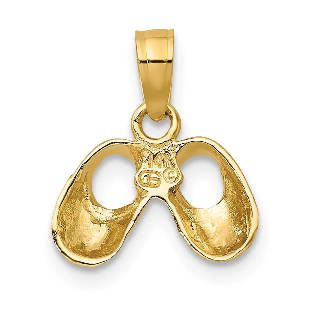14k  3D Two-Tone Baby Booties w/ Teddy Bear Charm
