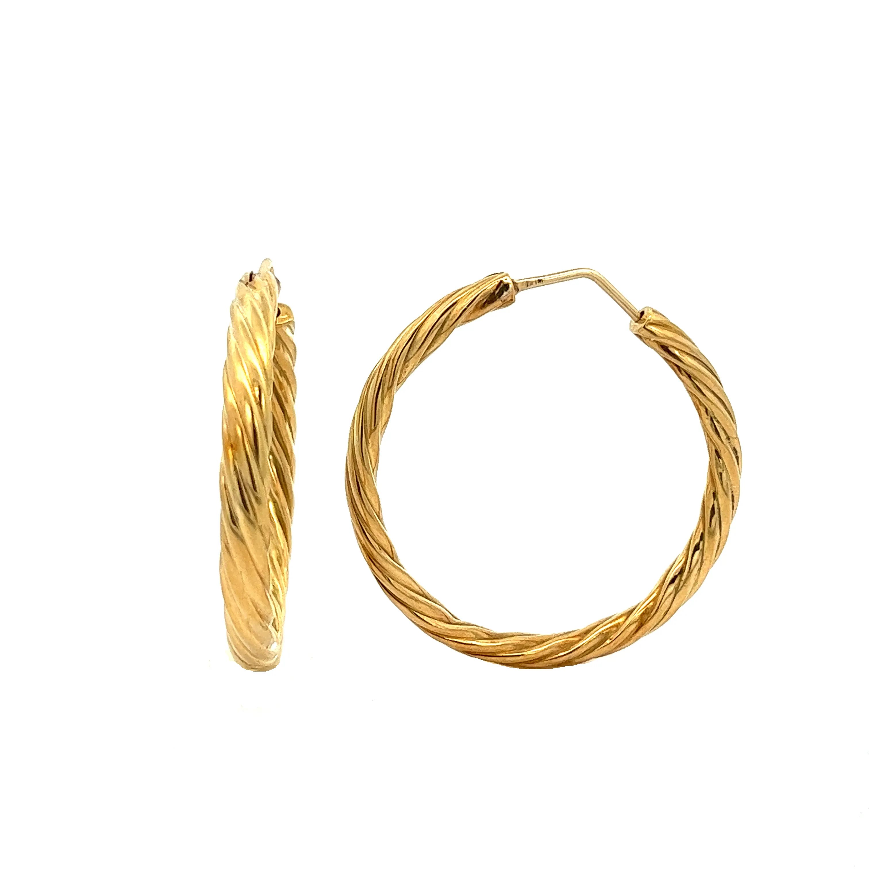 18k Yellow Gold Twist Hoops