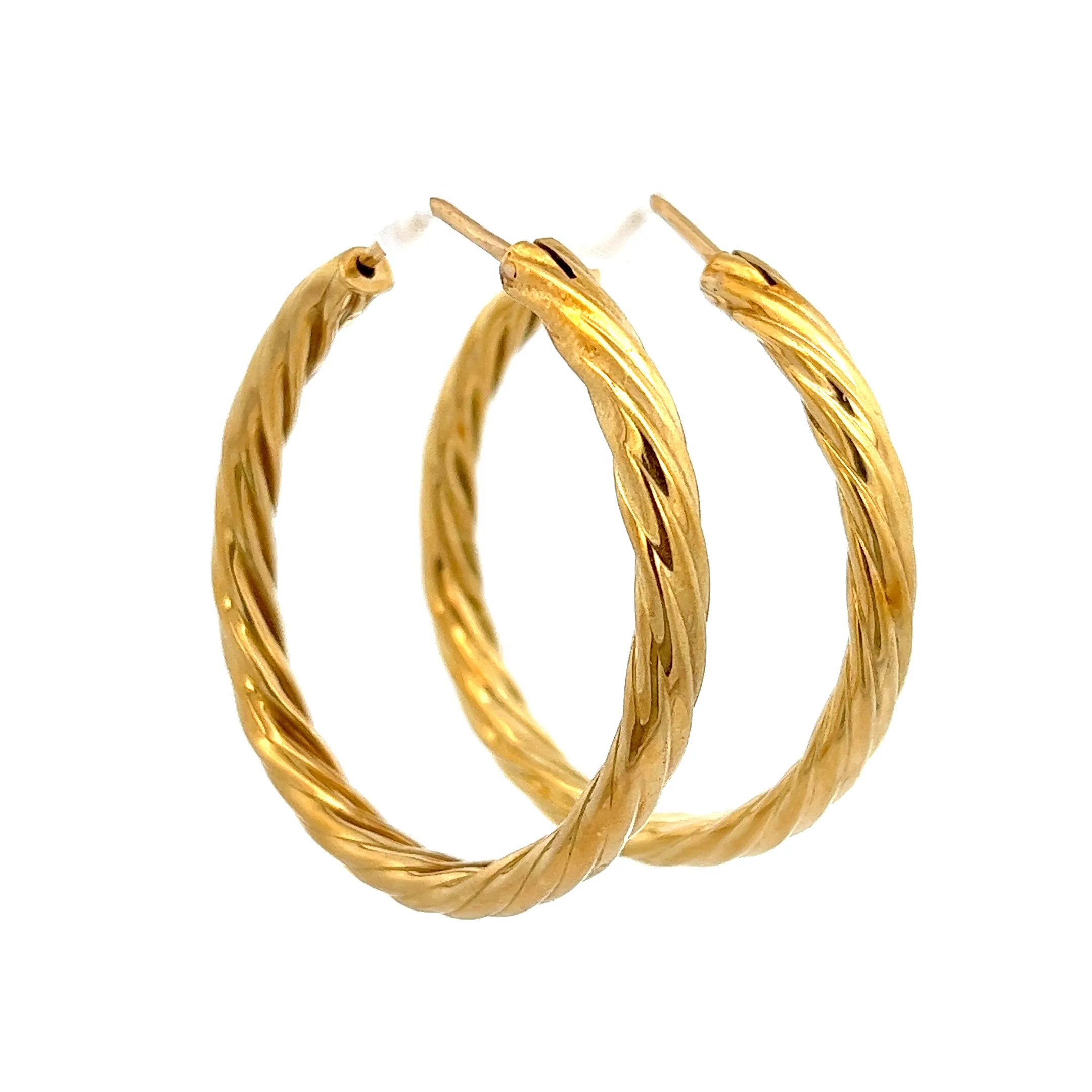 18k Yellow Gold Twist Hoops