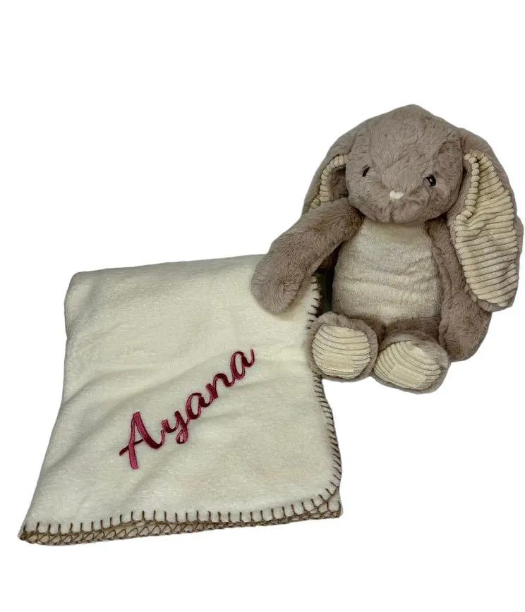 30cm bunny Rabbit Teddy with Fleece Blanket