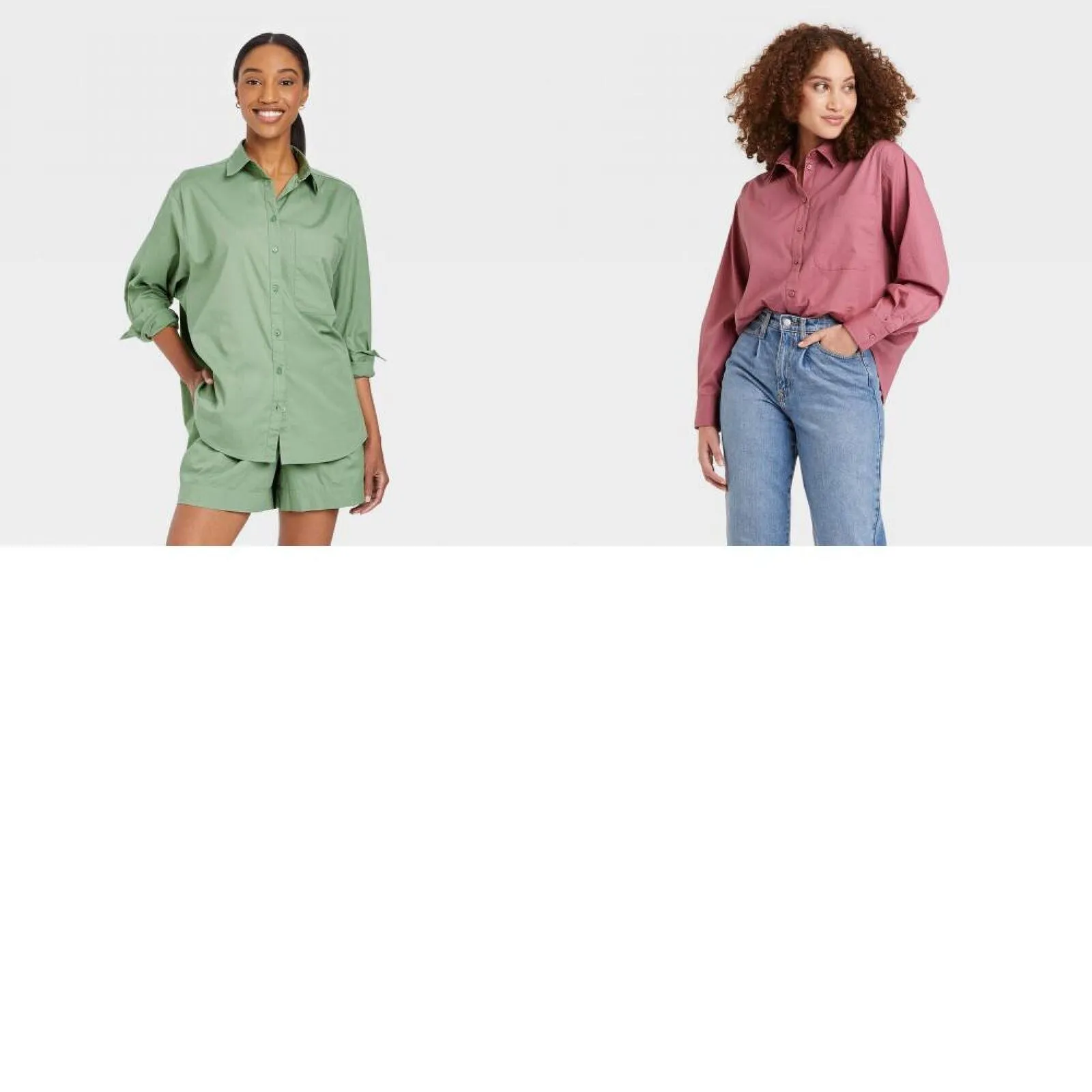 A New Day Women's Long Sleeve Oversized Button-Down Boyfriend Shirt K9867