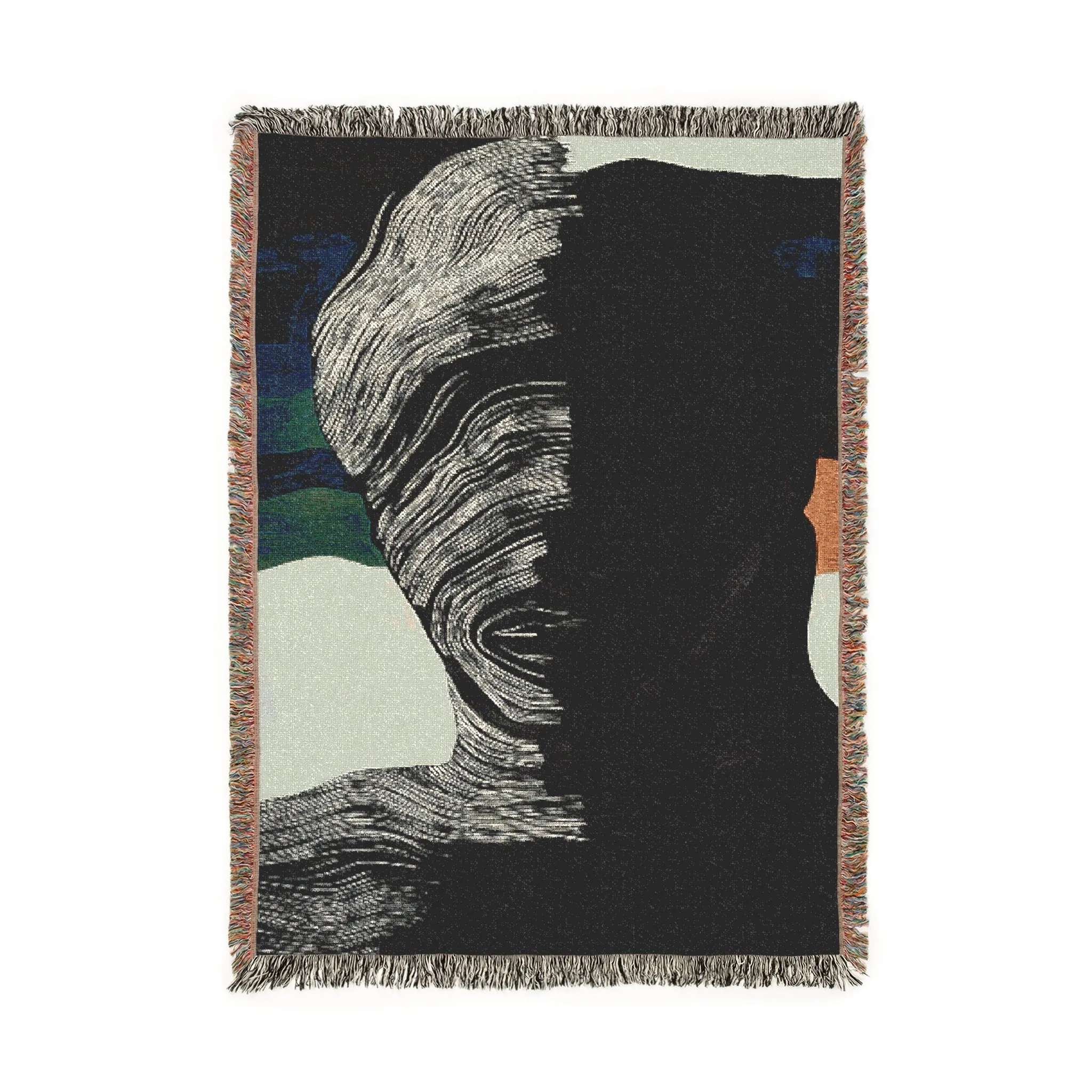 Abstract Duality Textured Silhouette Woven Blanket