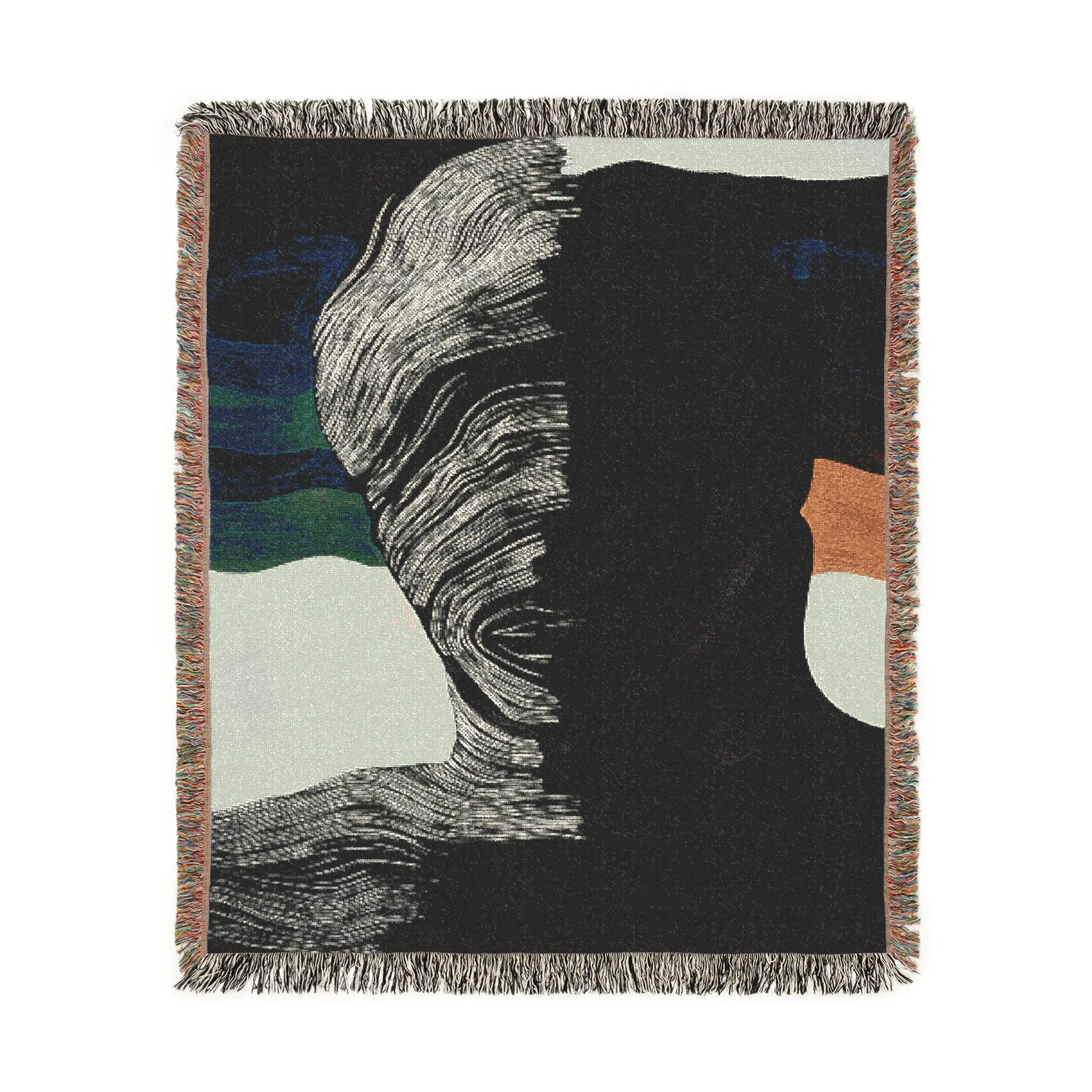 Abstract Duality Textured Silhouette Woven Blanket