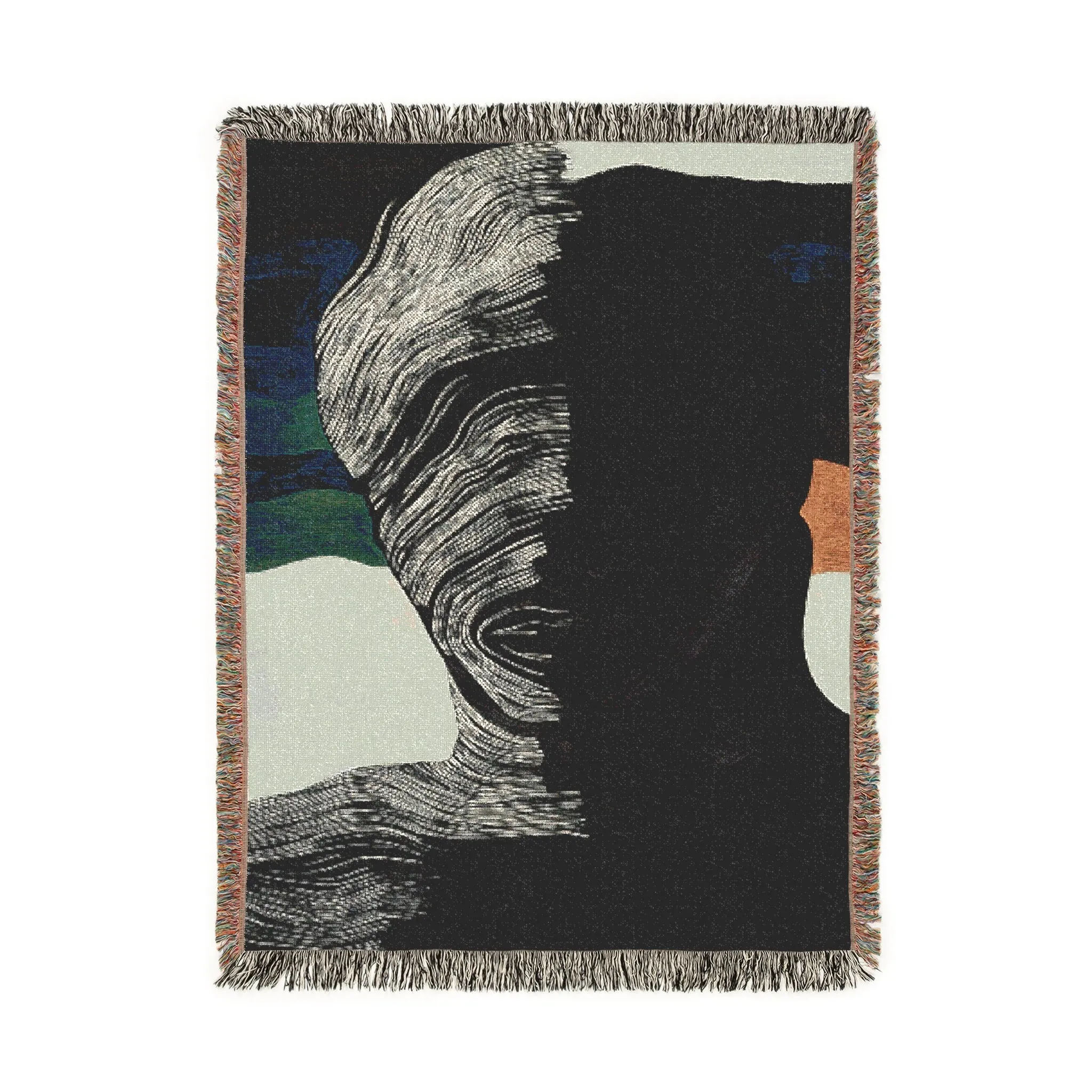 Abstract Duality Textured Silhouette Woven Blanket