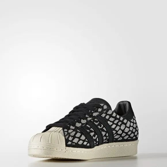 Adidas Superstar 80s Printed Sneakers Snakeskin Print Leather Suede Black White
