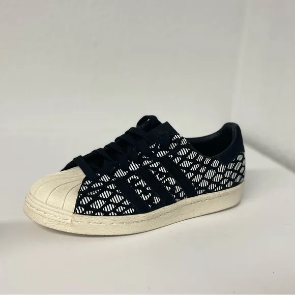 Adidas Superstar 80s Printed Sneakers Snakeskin Print Leather Suede Black White