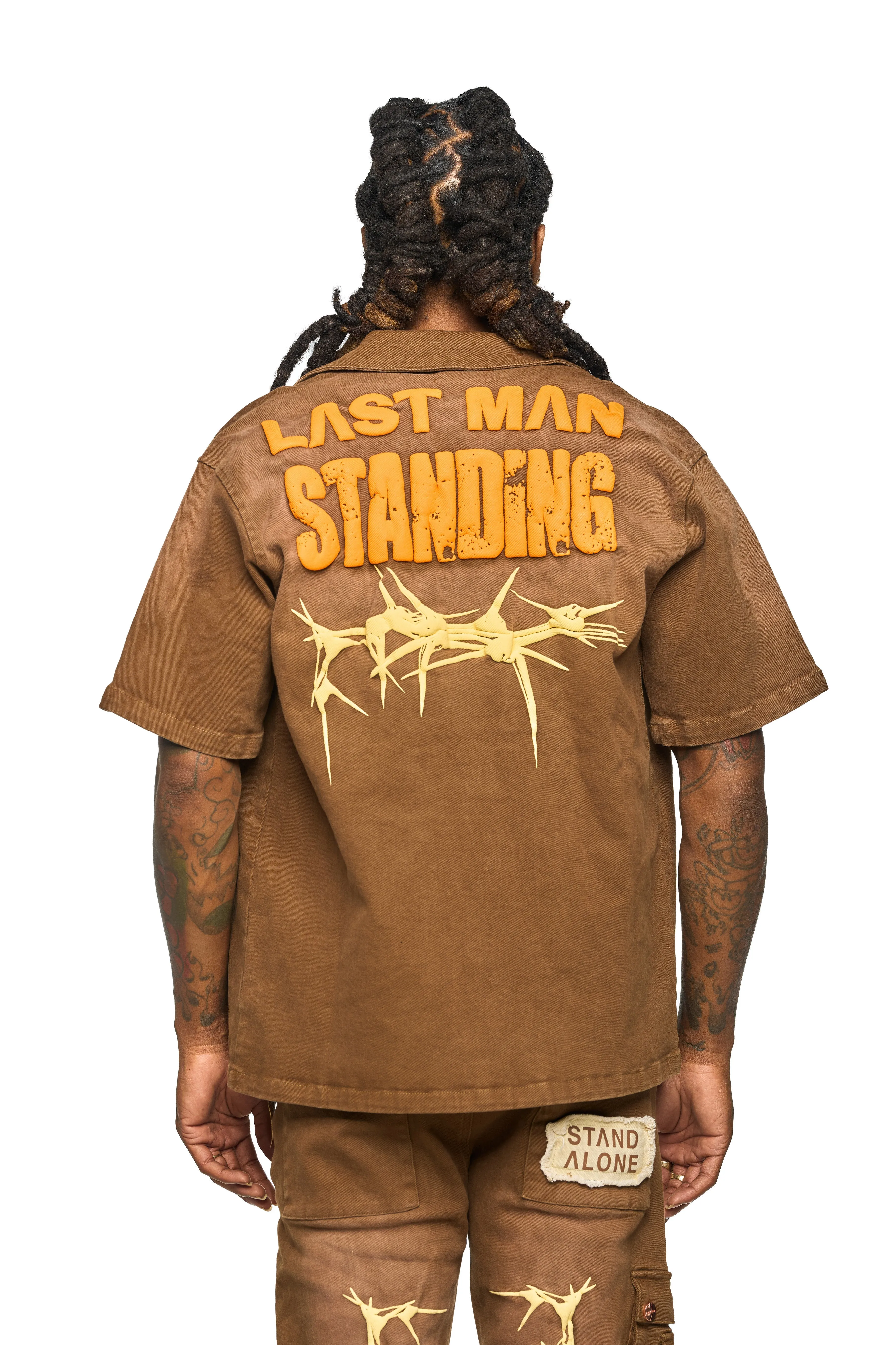 AOLOGNE LEFT STANDING BROWN BUTTON UP (BROWN)