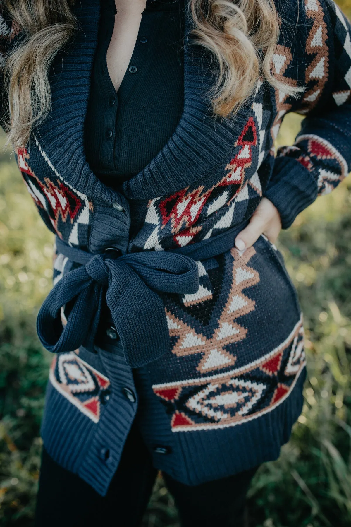 'Arizona' Aztec Cardigan with Waist Tie (S ONLY)