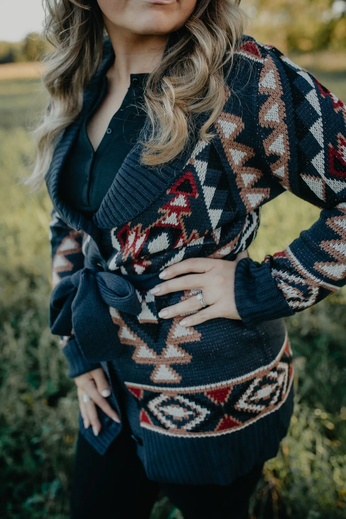 'Arizona' Aztec Cardigan with Waist Tie (S ONLY)