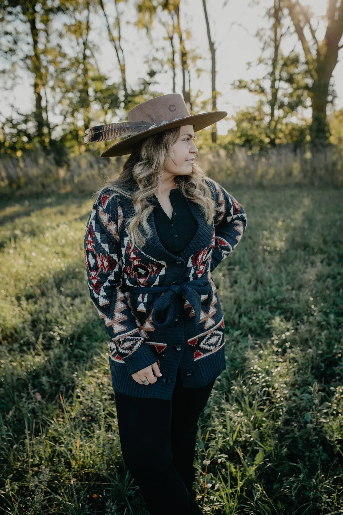 'Arizona' Aztec Cardigan with Waist Tie (S ONLY)