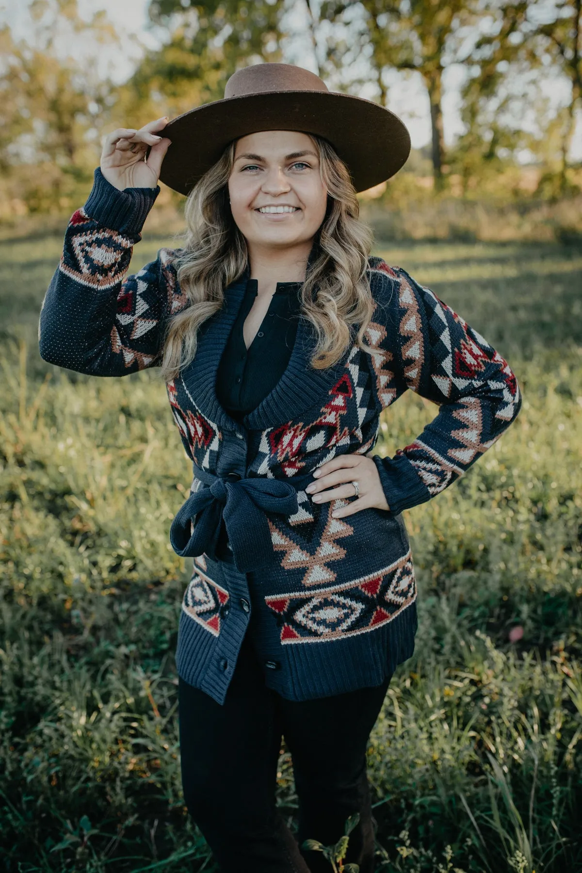 'Arizona' Aztec Cardigan with Waist Tie (S ONLY)