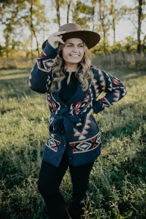 'Arizona' Aztec Cardigan with Waist Tie (S ONLY)