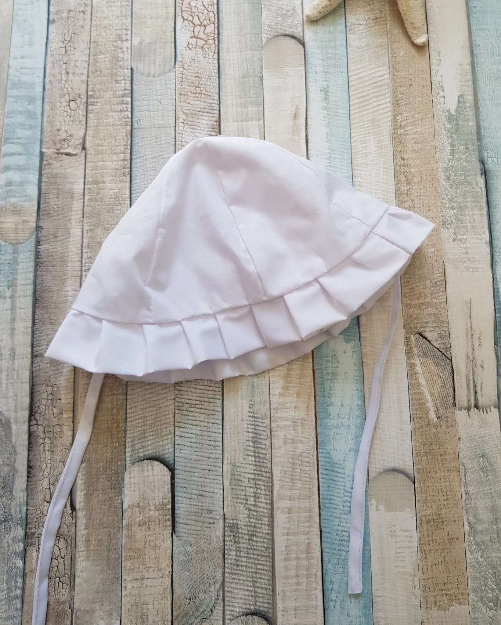 Baby Plain White Clouche Sun Bonnet With Tie