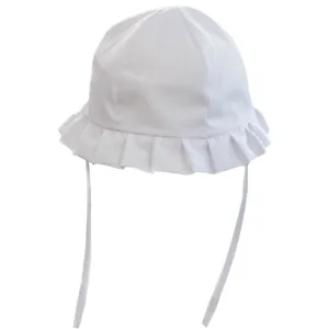 Baby Plain White Clouche Sun Bonnet With Tie