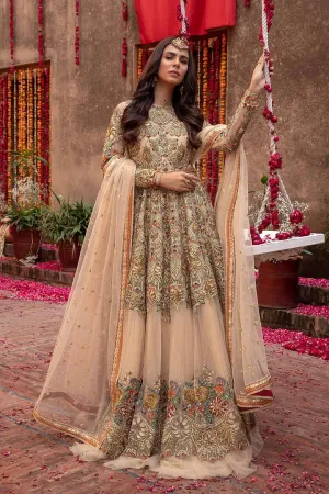 Bridal Peach Colour Maxi Dress with Lehenga #BN1037