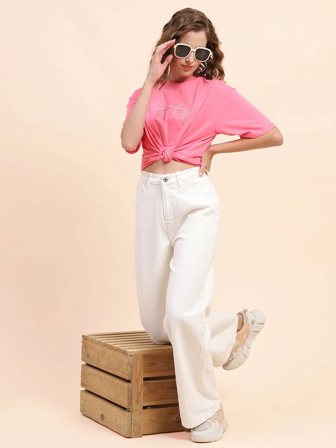 Camla Barcelona Typography Pink T-Shirt