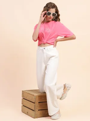 Camla Barcelona Typography Pink T-Shirt