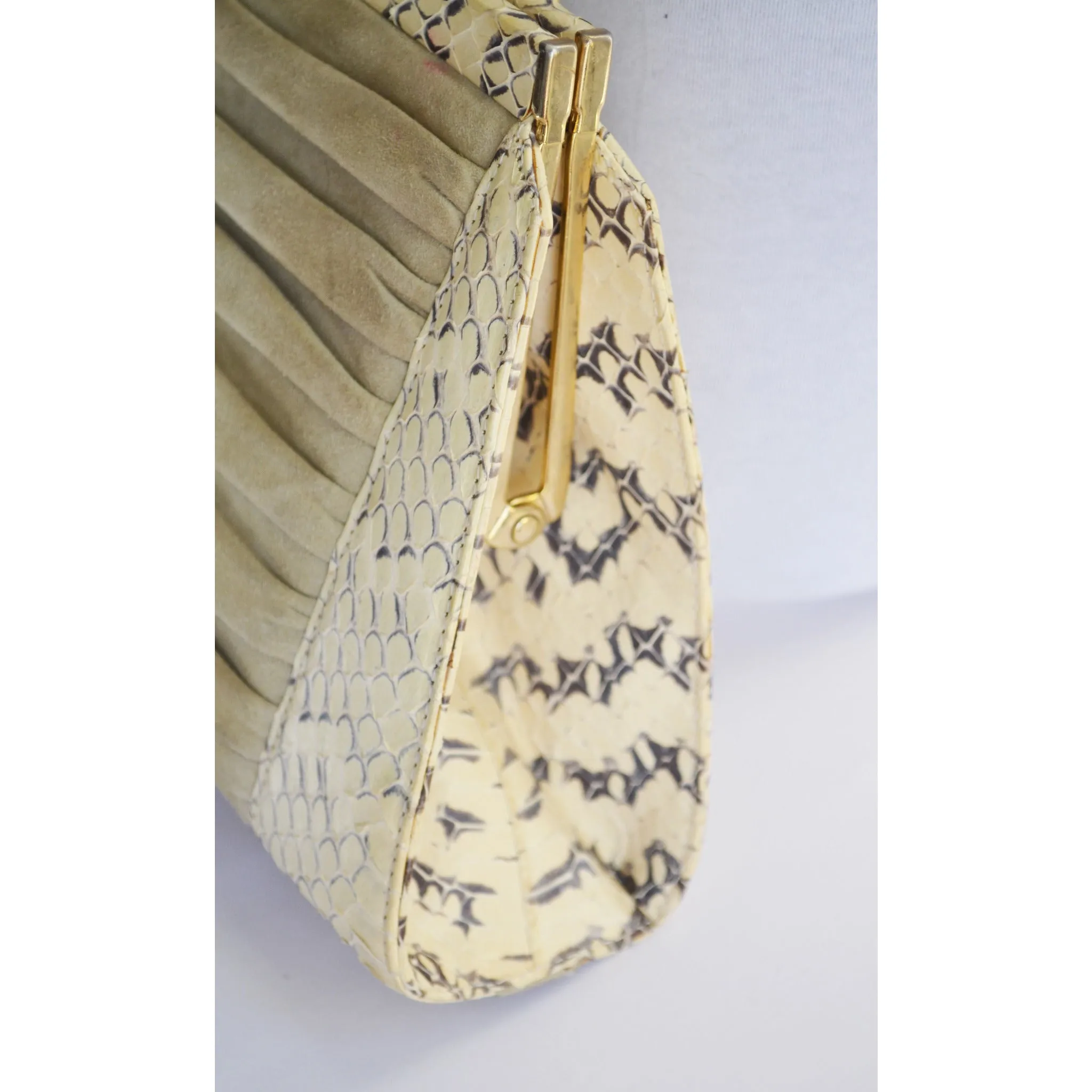 Cream Python Italian Purse By Battaglia - 1980's