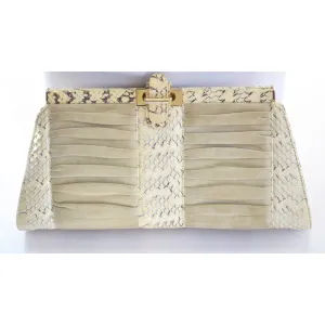 Cream Python Italian Purse By Battaglia - 1980's