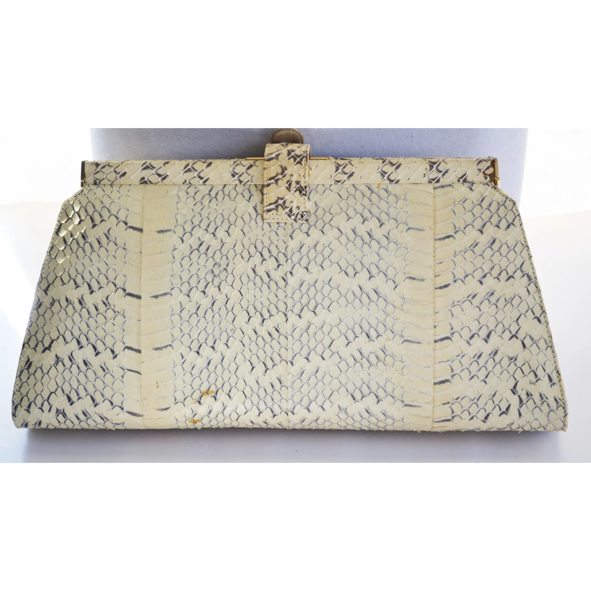 Cream Python Italian Purse By Battaglia - 1980's