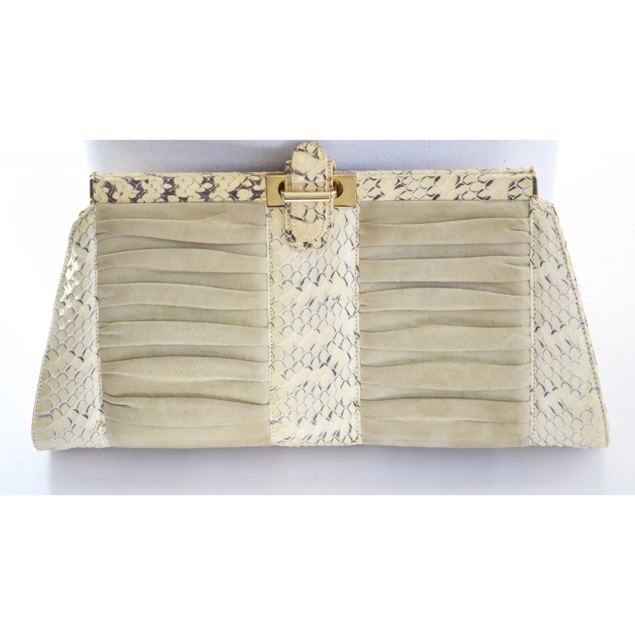 Cream Python Italian Purse By Battaglia - 1980's