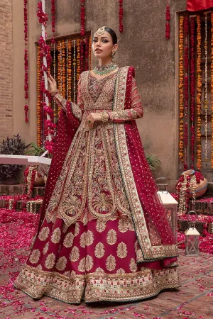 Designer Bridal Red Embroidered Lehenga Frock #BN1036
