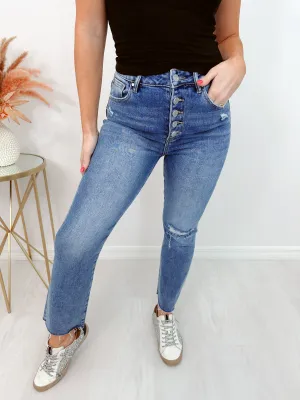 Destiny Distressed Crop Frayed Hem Jeans