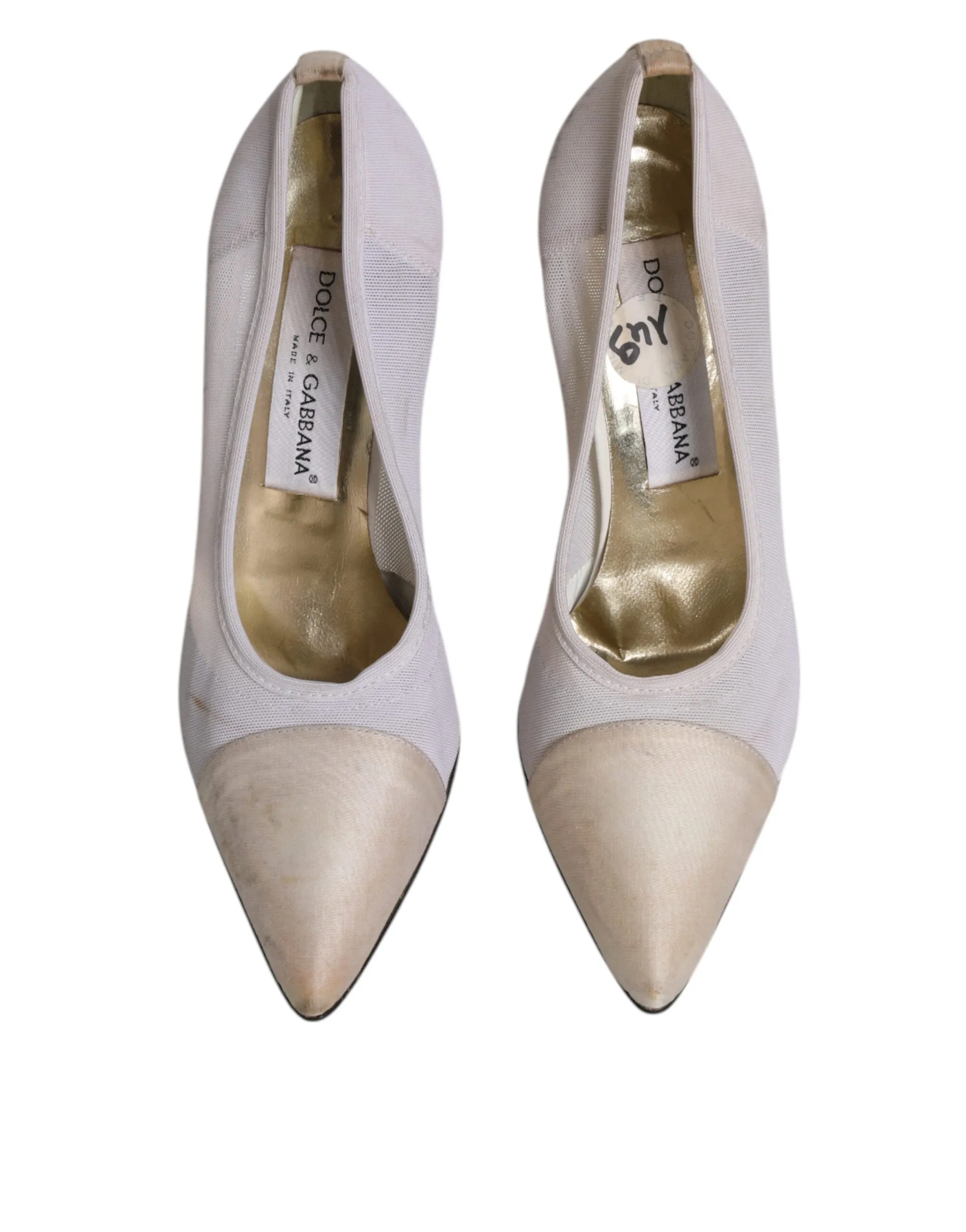 Dolce&Gabbana Women White Beige Pumps Leather Stiletto High Heel Shoes Sz EUR 39
