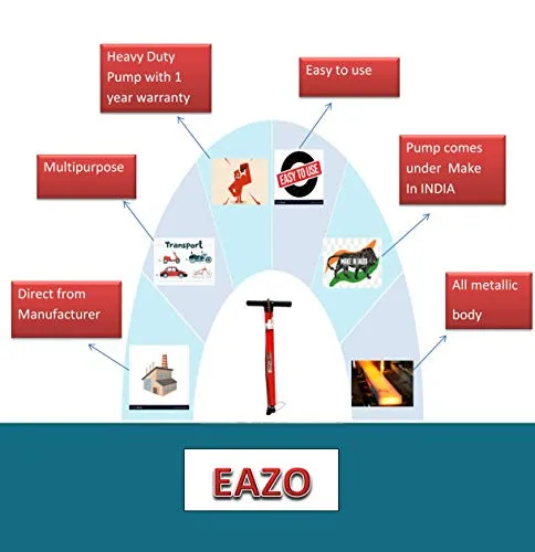 EAZO Steel Multipurpose Air Pump (for car,Bicycles,Scooters,Balls,Bikes etc)…