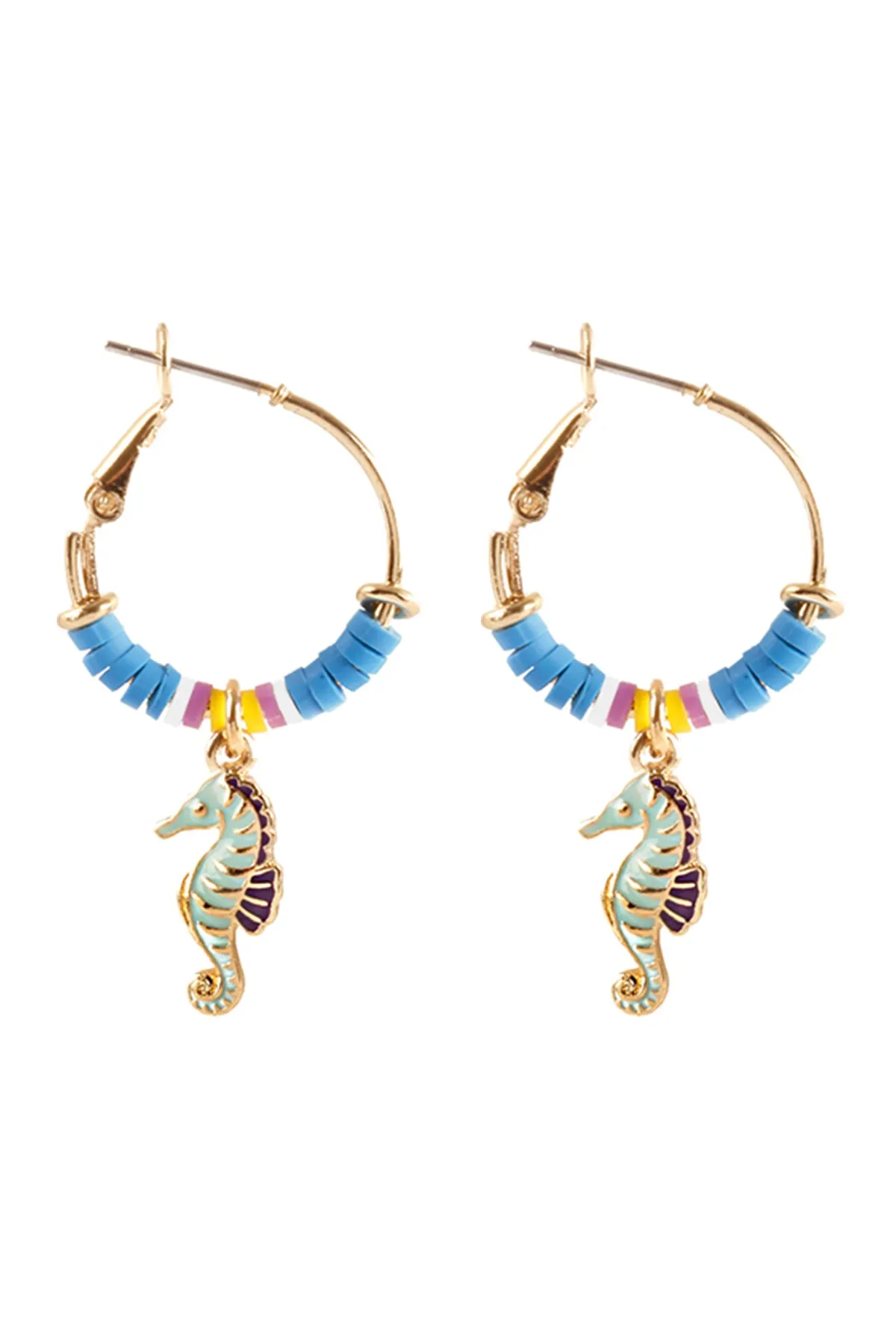 EE1360 - FIMO METAL SEAHORSE HOOP EARRINGS