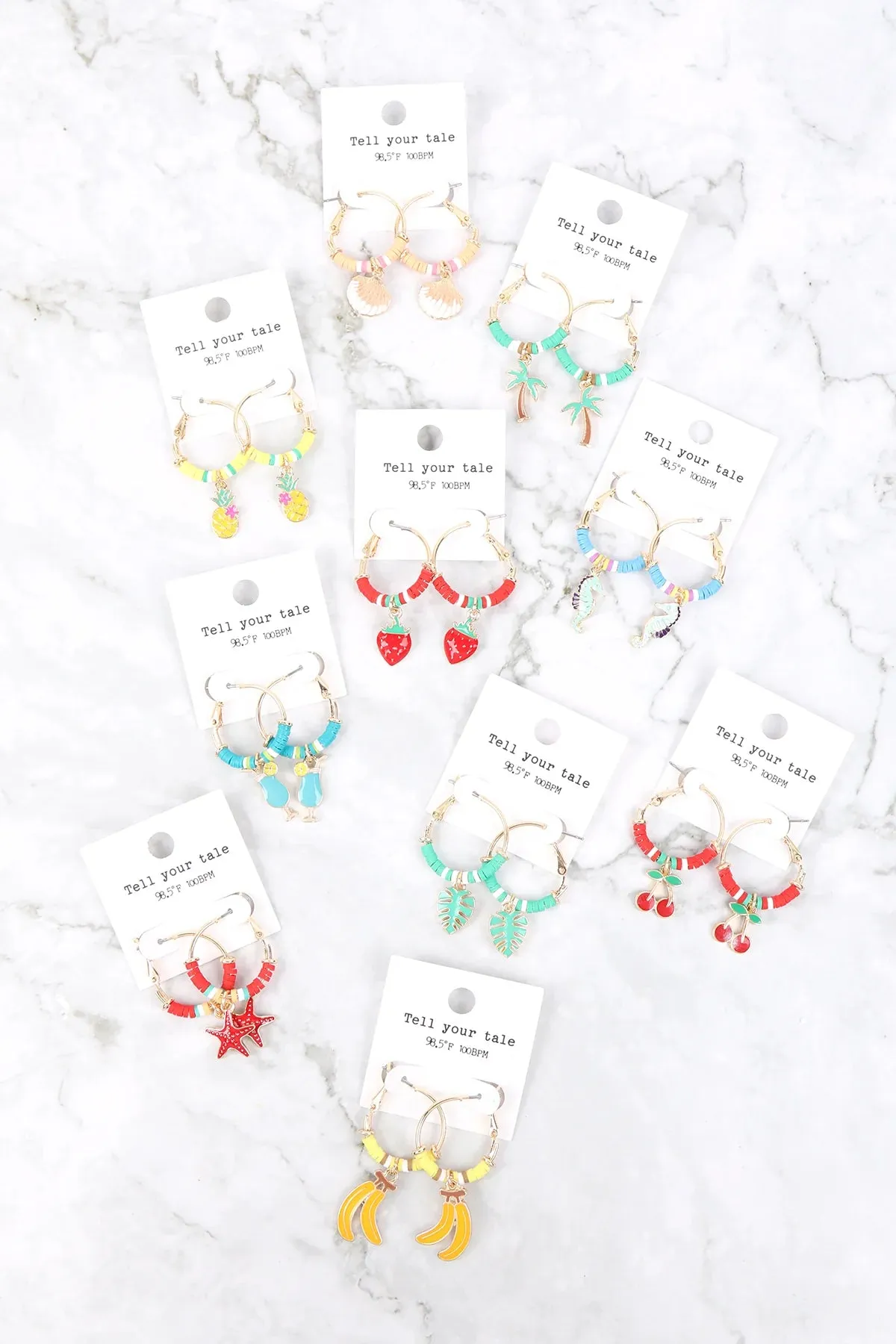 EE1360 - FIMO METAL SEAHORSE HOOP EARRINGS