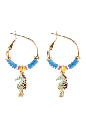 EE1360 - FIMO METAL SEAHORSE HOOP EARRINGS