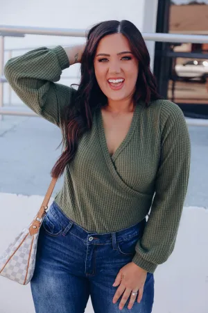 Felicity Waffle Knit Bodysuit - Olive