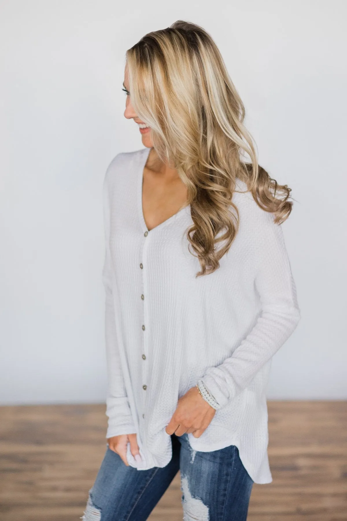 Forever Enough White Button Top