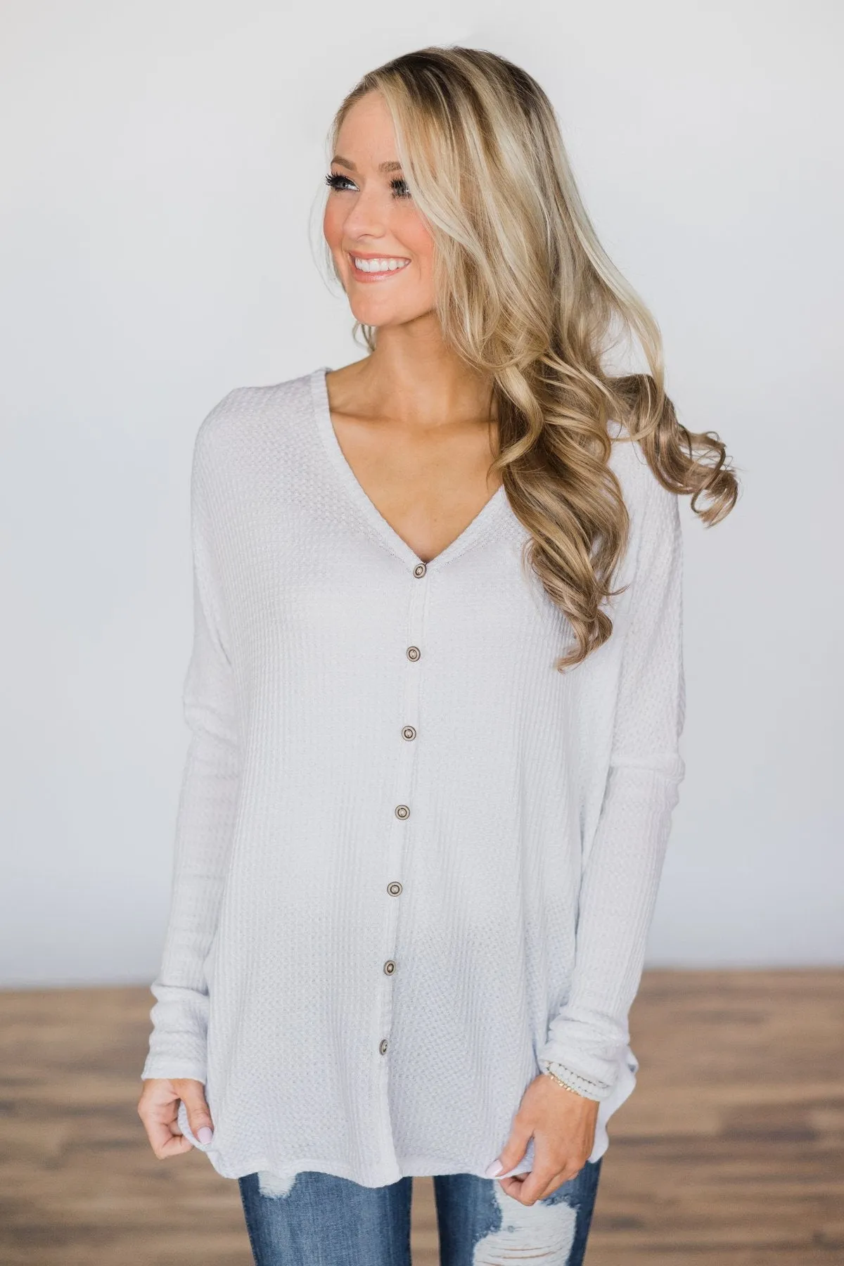 Forever Enough White Button Top