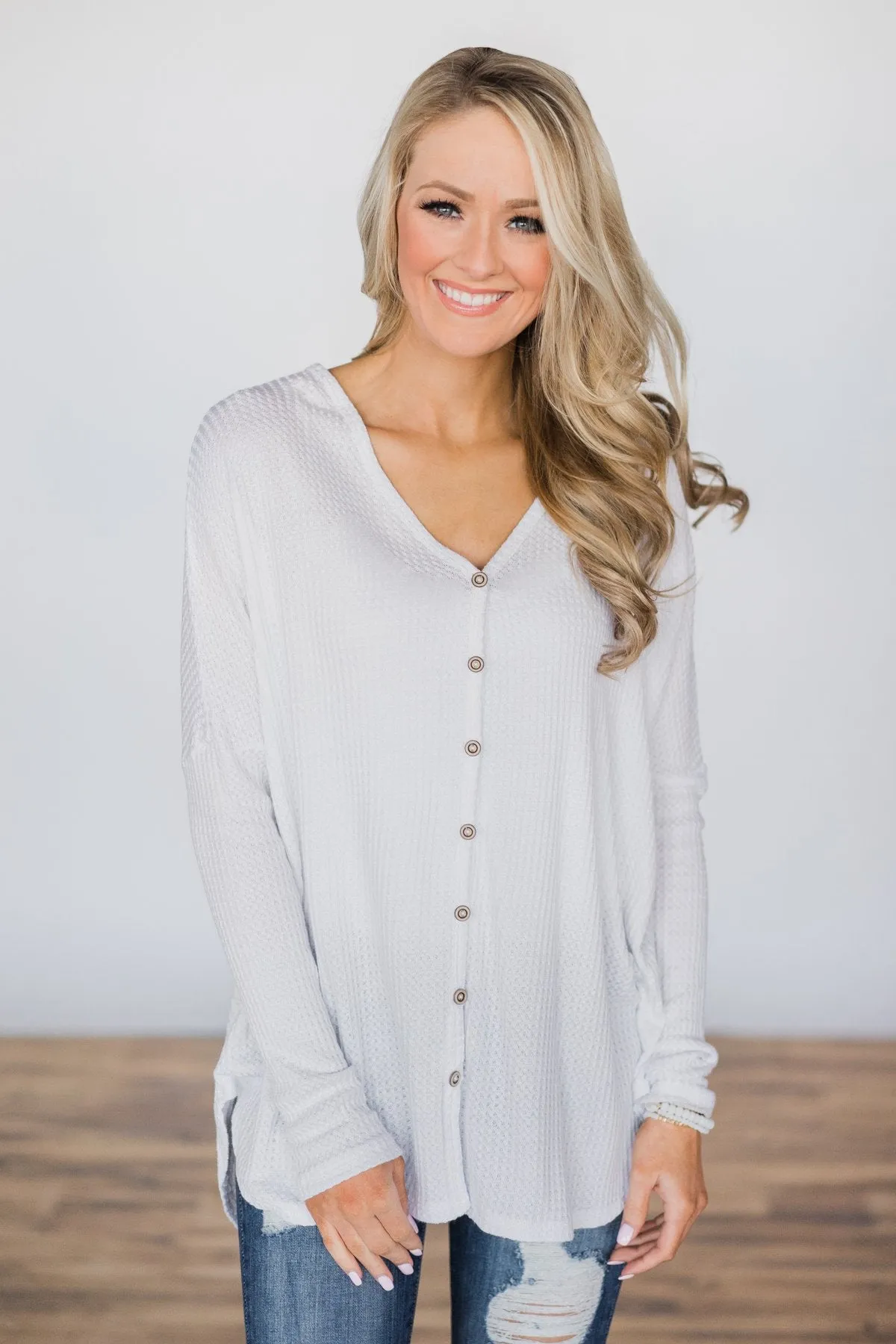 Forever Enough White Button Top