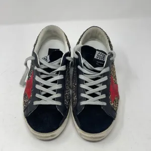 Golden Goose Black Suede and Leather Superstar with Silver Glitter