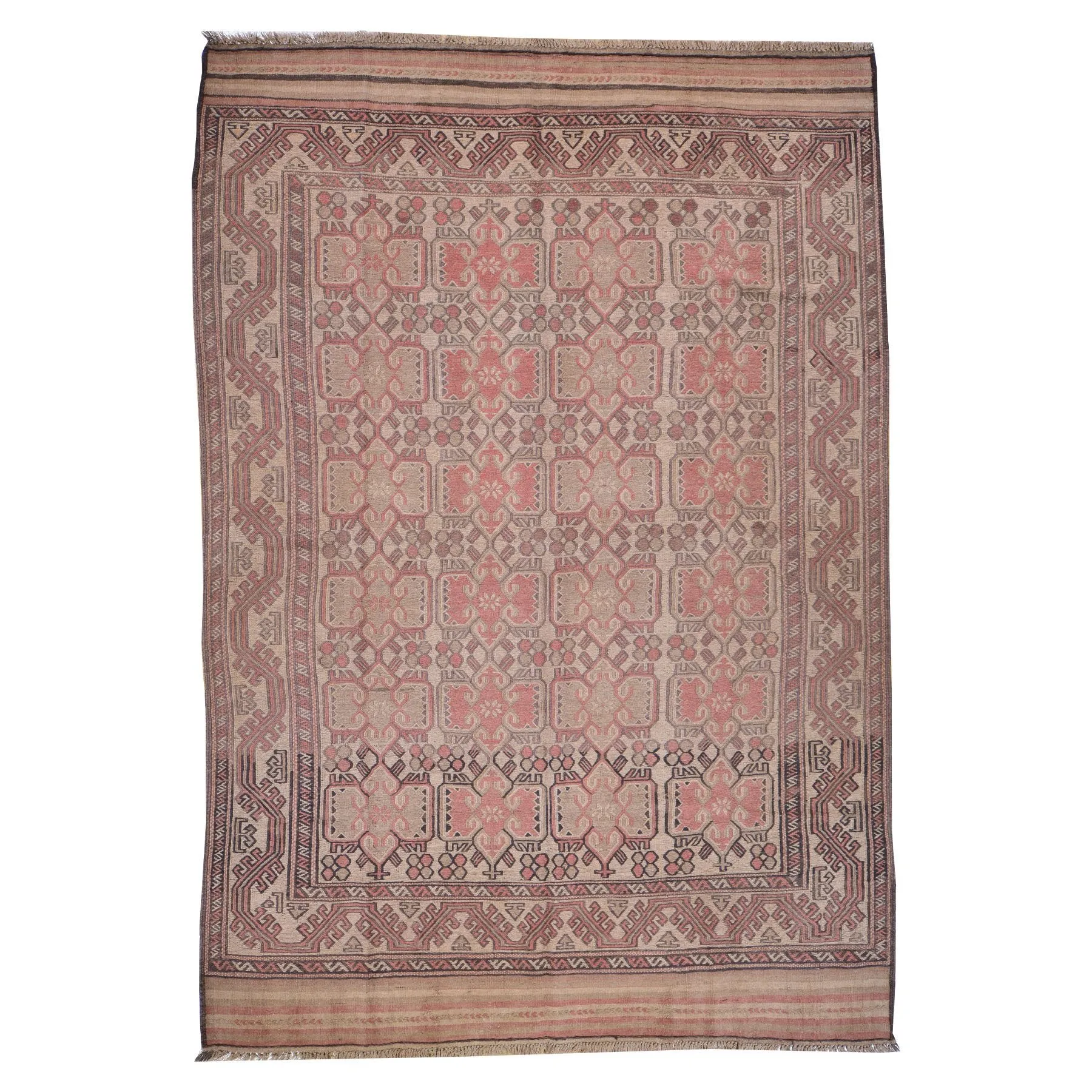 Hand-Woven Soumak Tribal Design Wool Area Rug (Size 5.4 X 9.6) Brrsf-1599