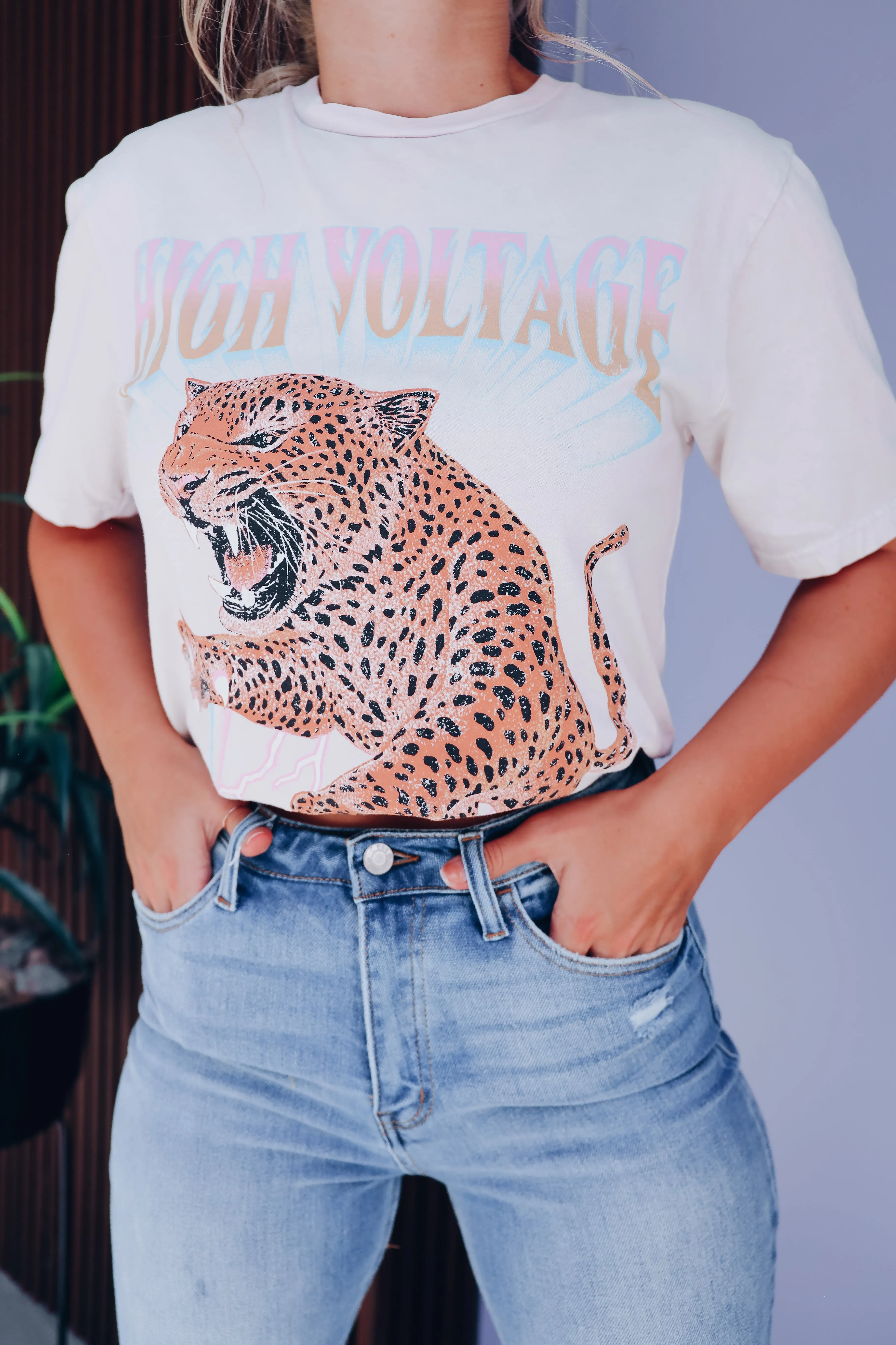 High Voltage Pastel Graphic Tee - Sand