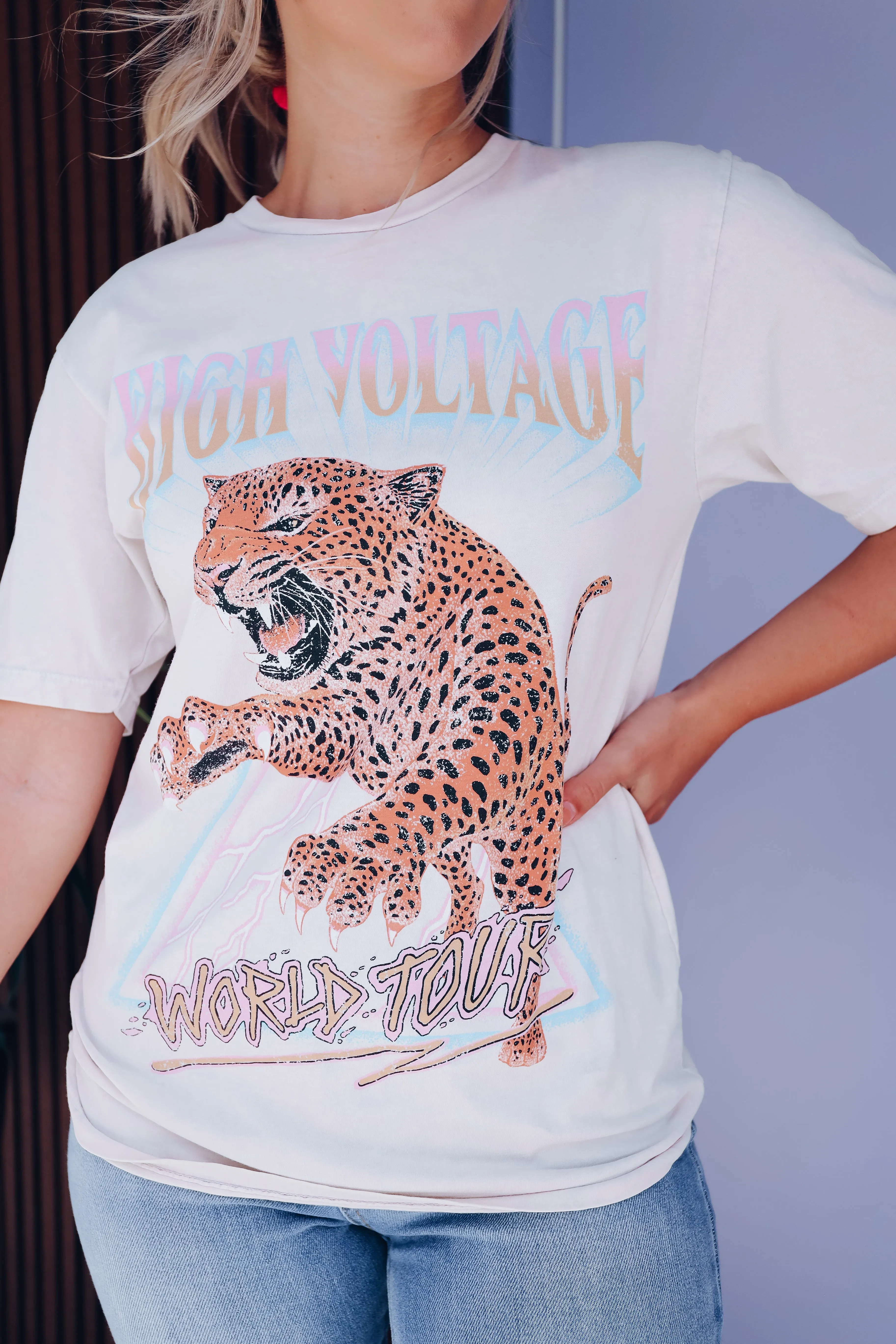 High Voltage Pastel Graphic Tee - Sand