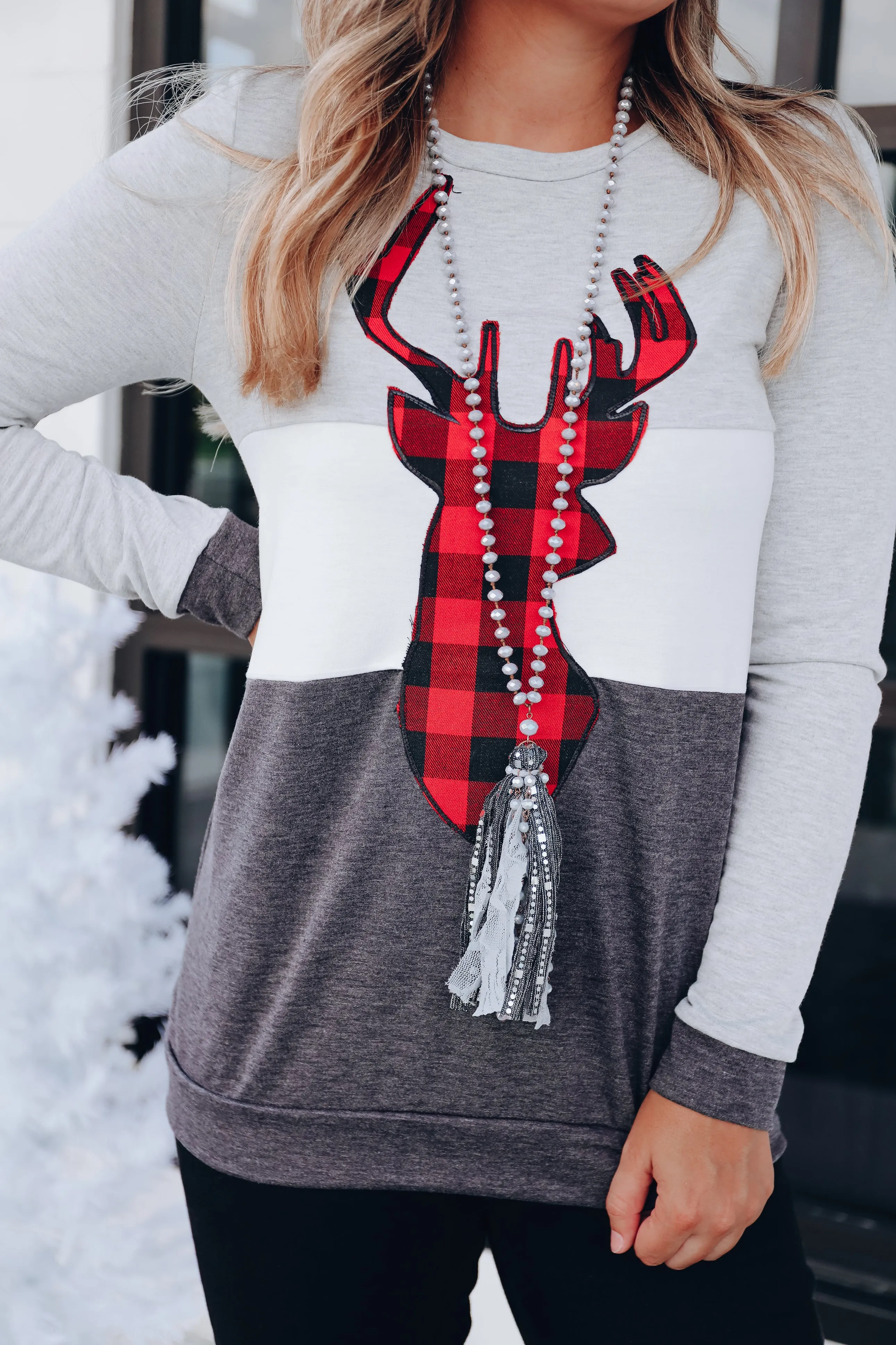 Holly Tassel Statement Necklace and Earring Set - Grey