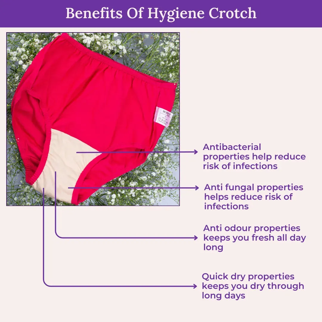 Hygiene Panties | High Waist | Brief Fit | Prevents UTIs | Pack Of 3