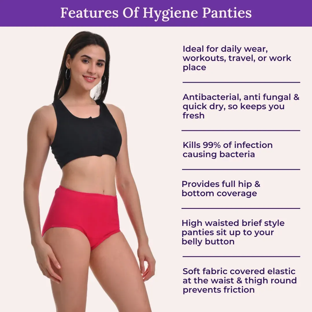 Hygiene Panties | High Waist | Brief Fit | Prevents UTIs | Pack Of 3