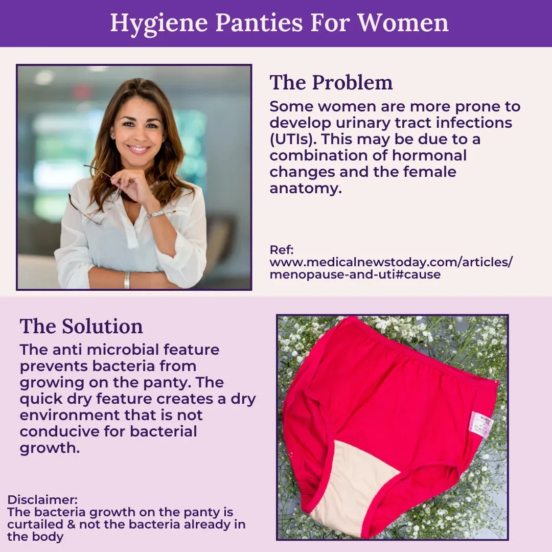 Hygiene Panties | High Waist | Brief Fit | Prevents UTIs | Pack Of 3